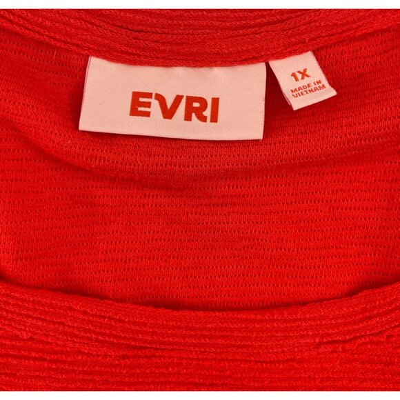 Evri Womens Short Sleeve Top Size 1X Plus Red - Picture 2 of 5